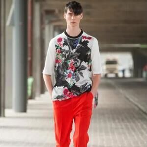 3.1 Phillip Lim Runway SP14 Floral Stretch Zippered Geometric Tee Shirt Medium